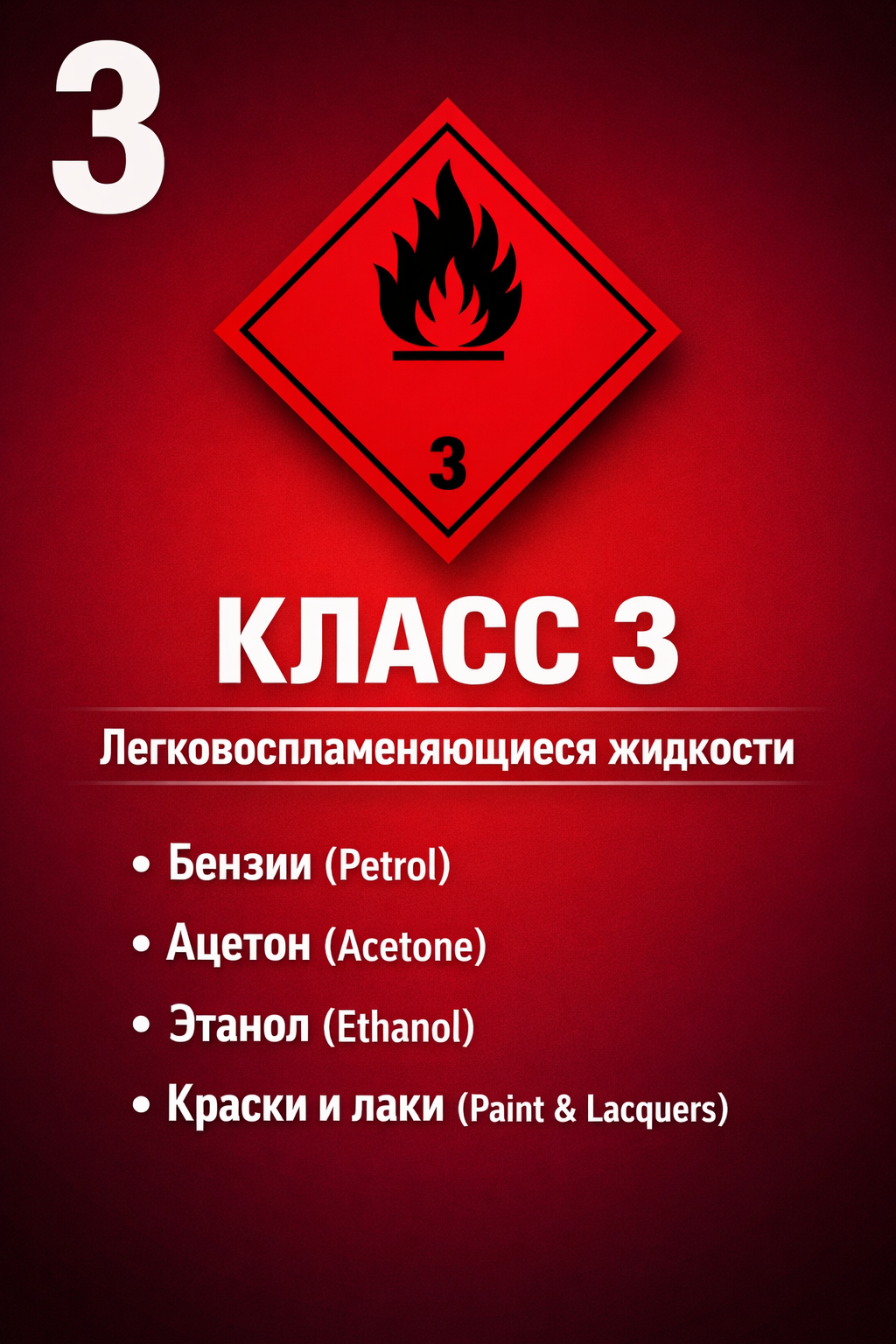 Класс 3 — Легковоспламеняющиеся жидкости