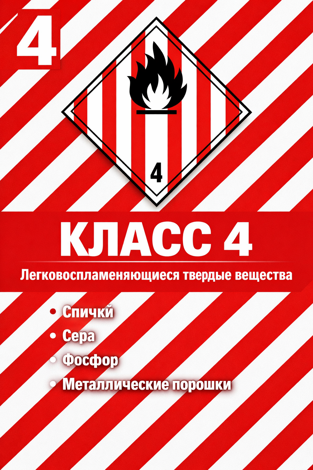 Класс 4 — Легковоспламеняющиеся твёрдые вещества
